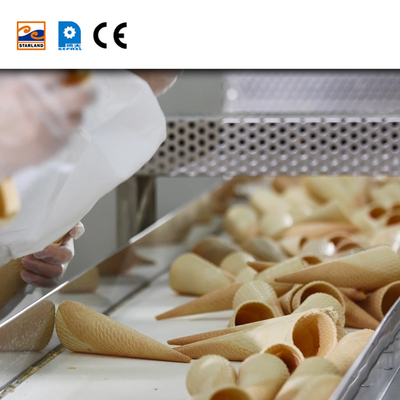 220v/380v Op maat gemaakte videotechnische ondersteuning Barquillo Cone Assembly Line