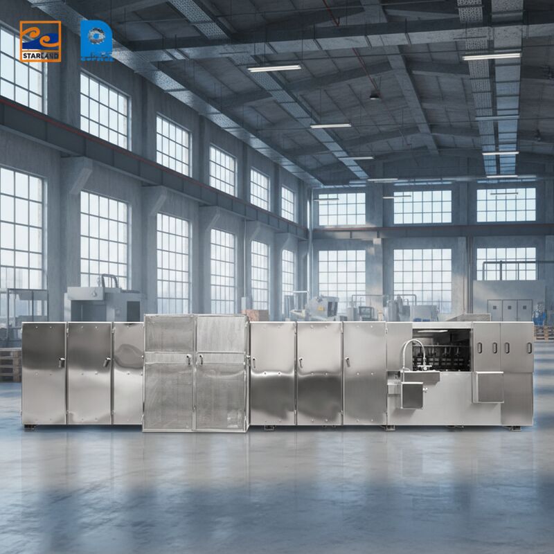 Productielijn van Monaka-wafers van roestvrij staal, aangedreven door gas en videotechnische ondersteuning, die een consistente productie biedt