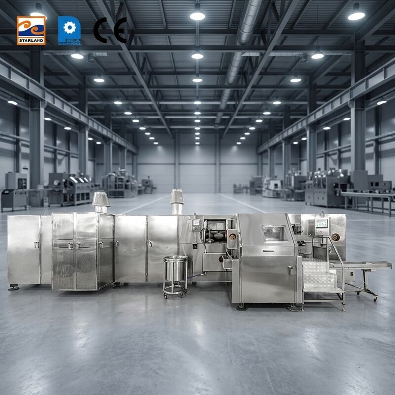 Capaciteit 1800 stuks / uur Automatische Barquillo-kegelproductielijn voor productie