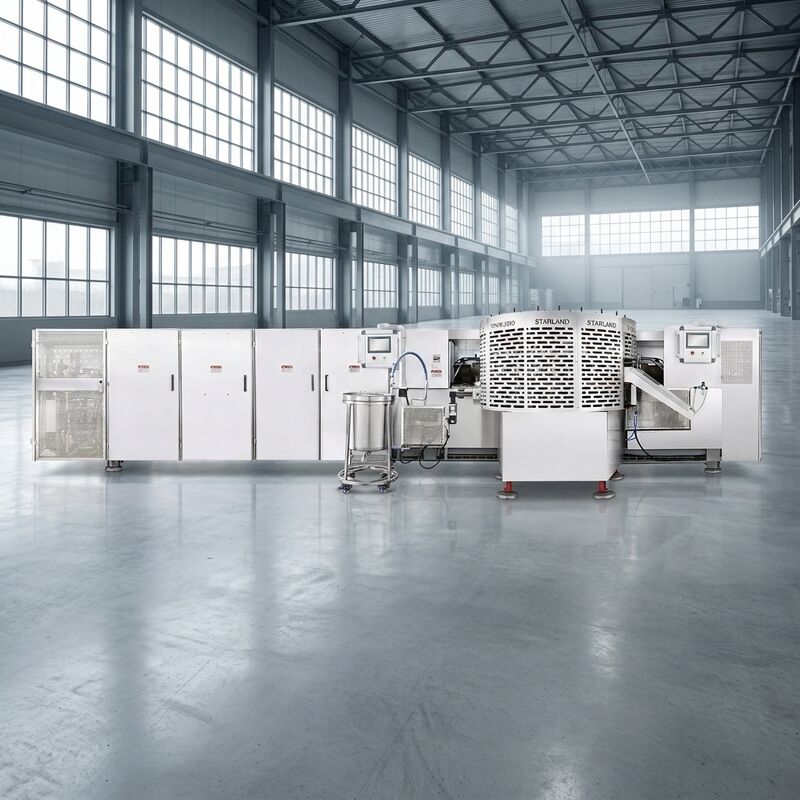 Automatische wafelmandproductielijn met behulp van PLC-besturingssysteem en hoofdmotorspecificatie voor consistente output